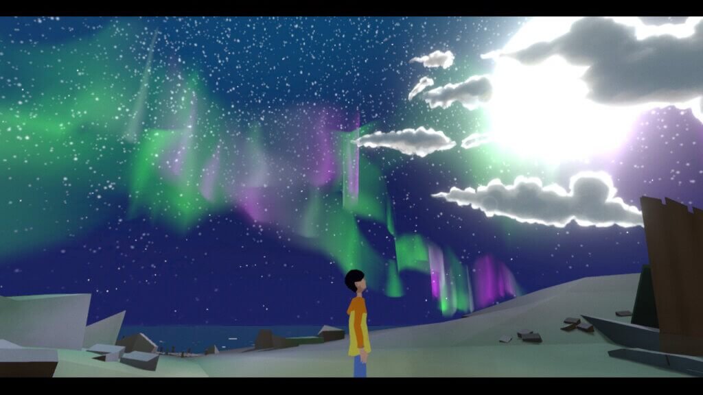Jesper admirando uma aurora boreal