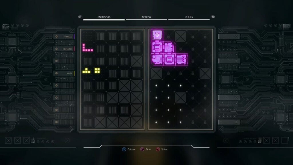 Aprimoramentos semelhante a Tetris.
