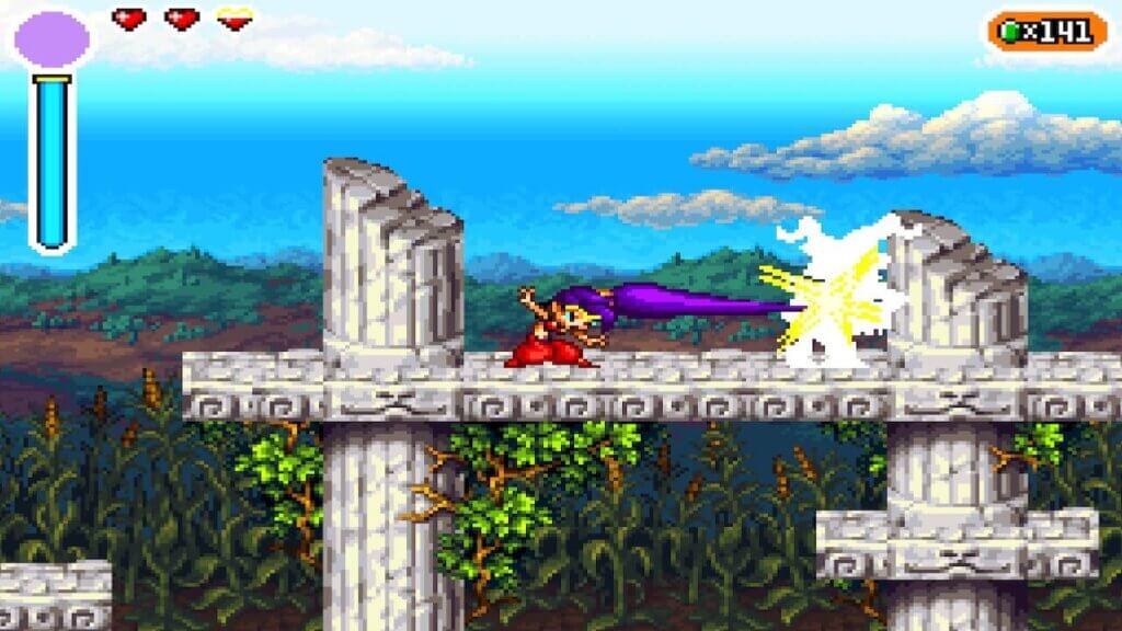 Shantae e seu ataque com os cabelos
