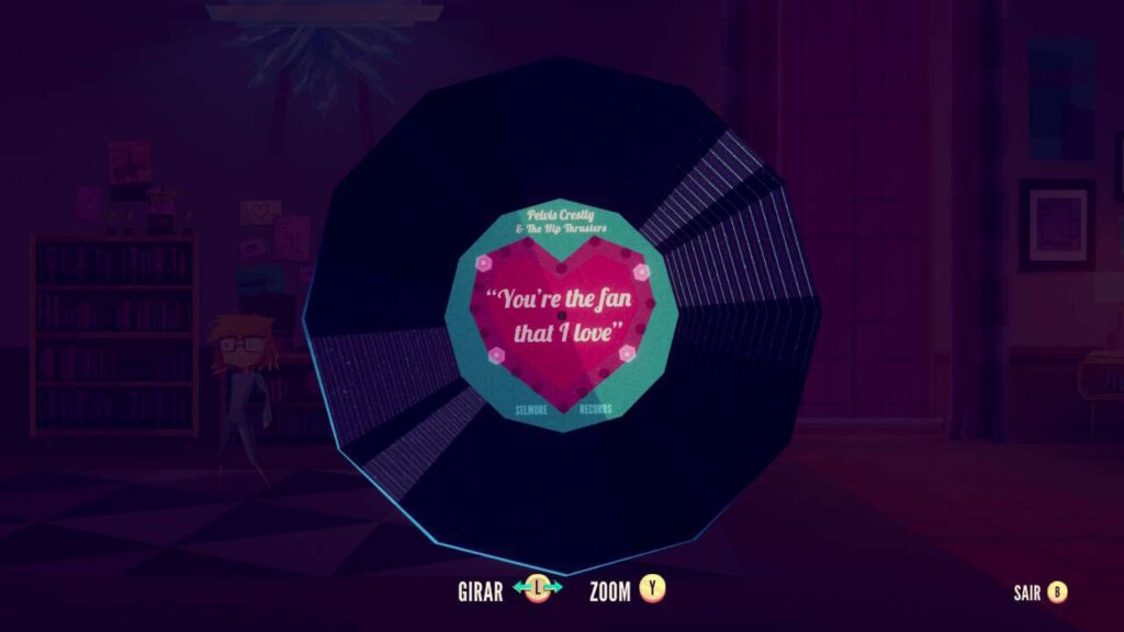 Imagem de um disco de vinil sendo manipulado no jogo