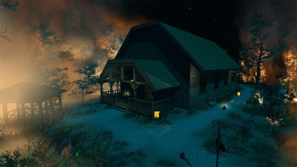O início do jogo, uma casa envolta em chamas