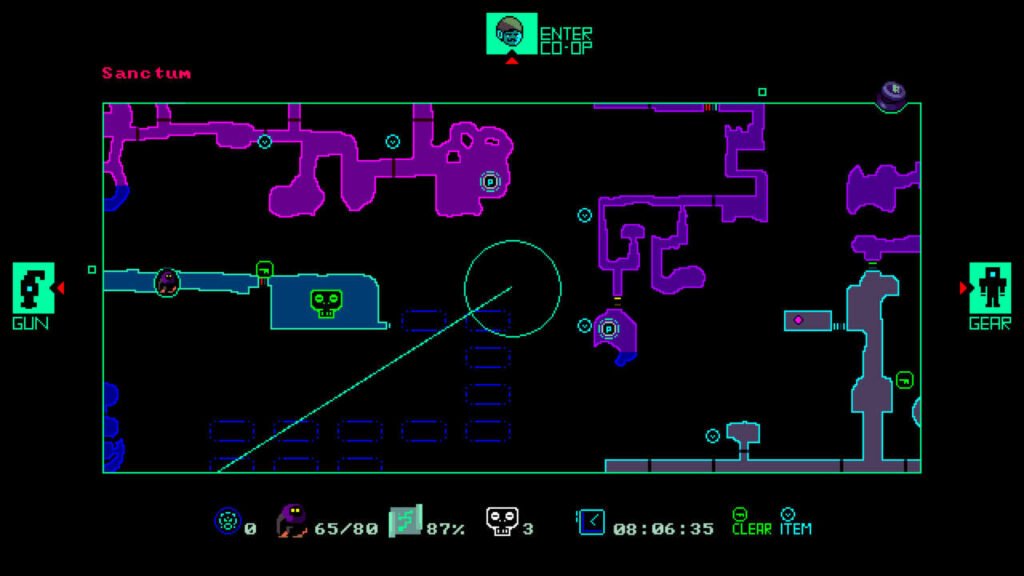 Jogador utilizando o menu de mapa do jogo.