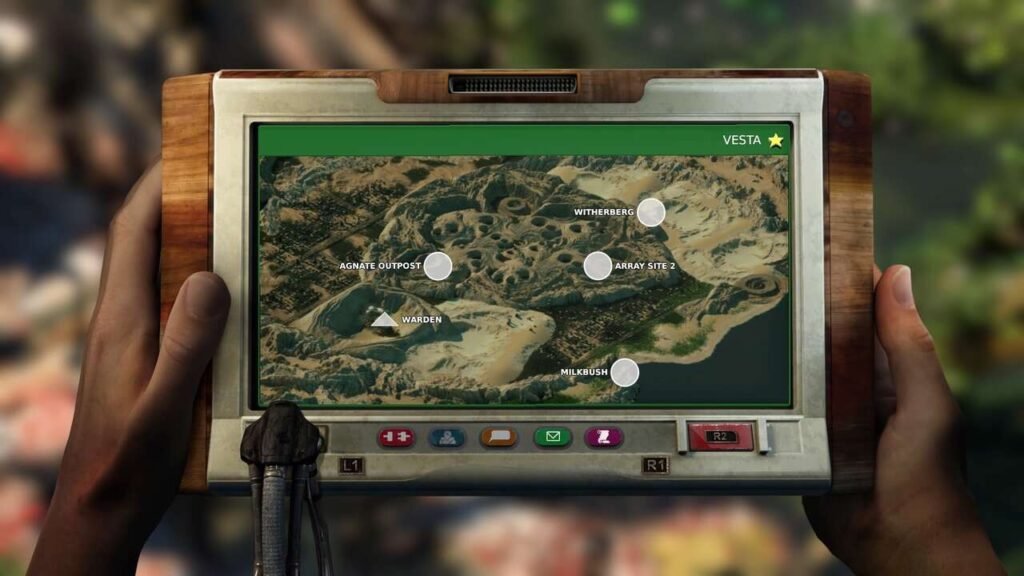 Uma visão do mapa no pequeno tablet.