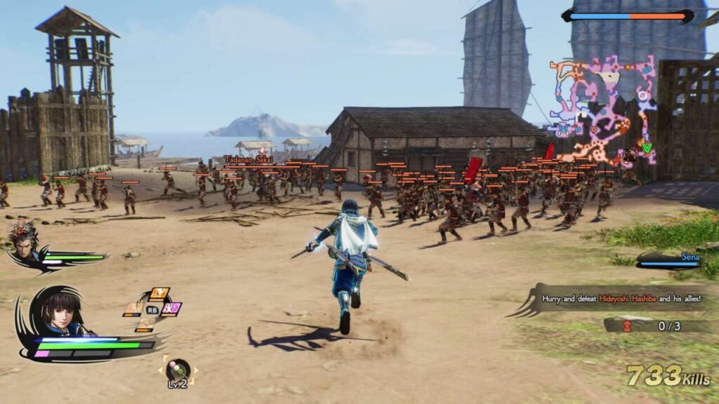 Utilizando um dos vinte e sete personagens em combate.