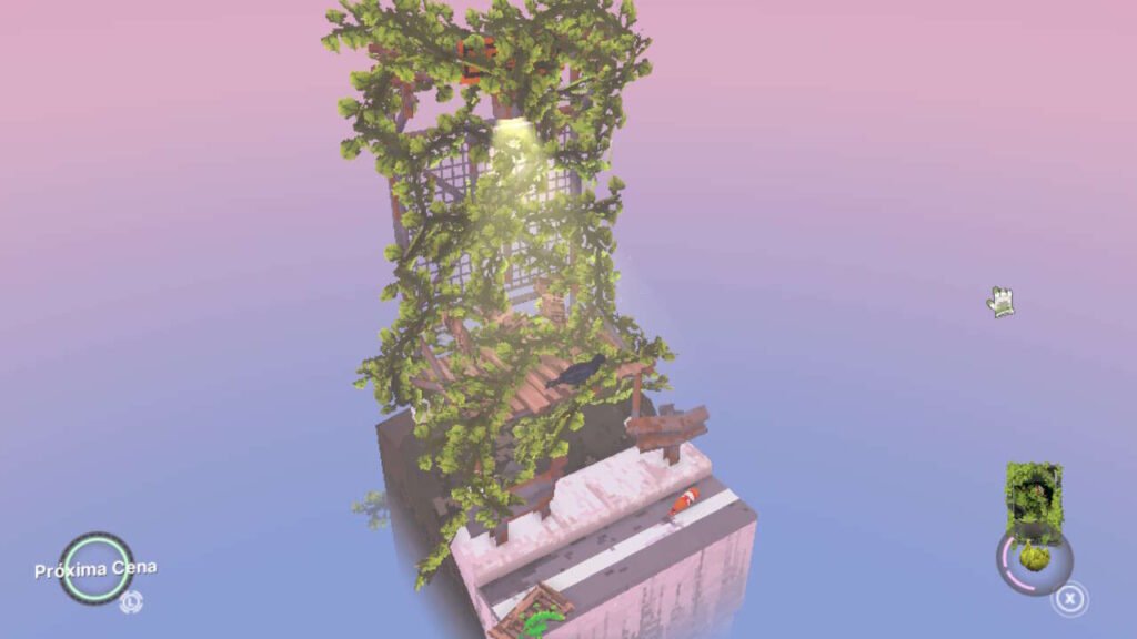 Screenshot de Cloud Gardens - Canteiro onde se descobre o Pothos, gênero de planta presente em diversas regiões do planeta