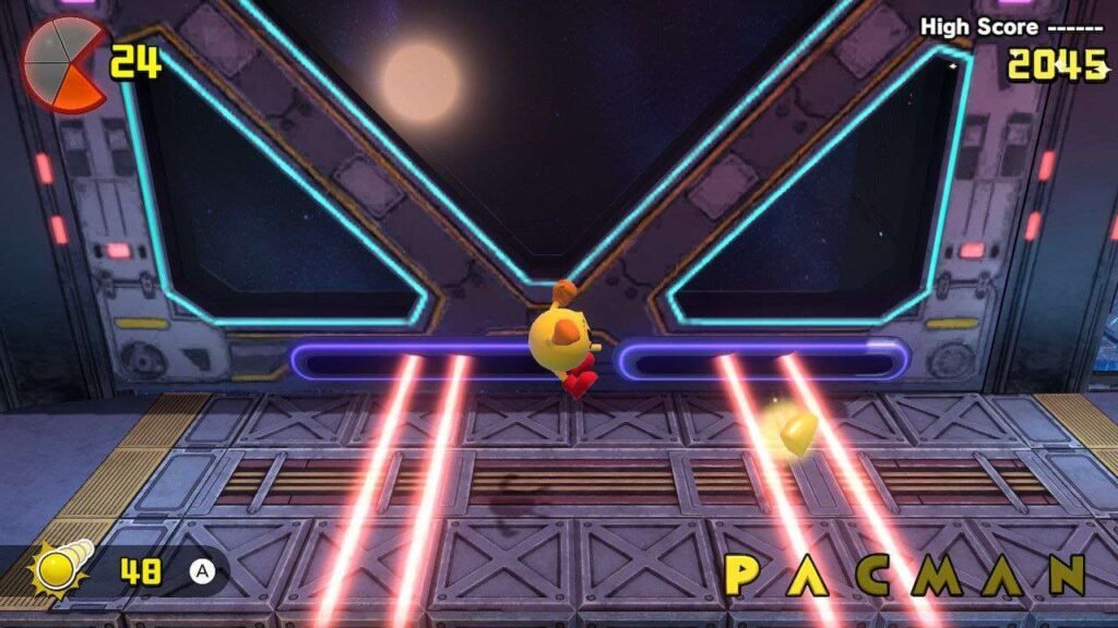 Pac-Man pulando obstáculos perigosos