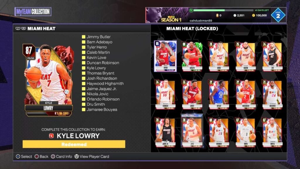 Completar toda a coleção de uma franquia no MyTeam dá direito a uma carta mais forte de um dos integrantes do elenco