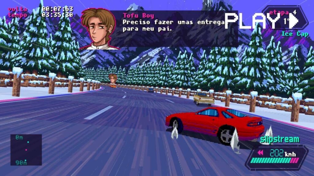 Takumi Fujiwara, protagonista do anime Initial D, fazendo uma pontinha em Slipstream