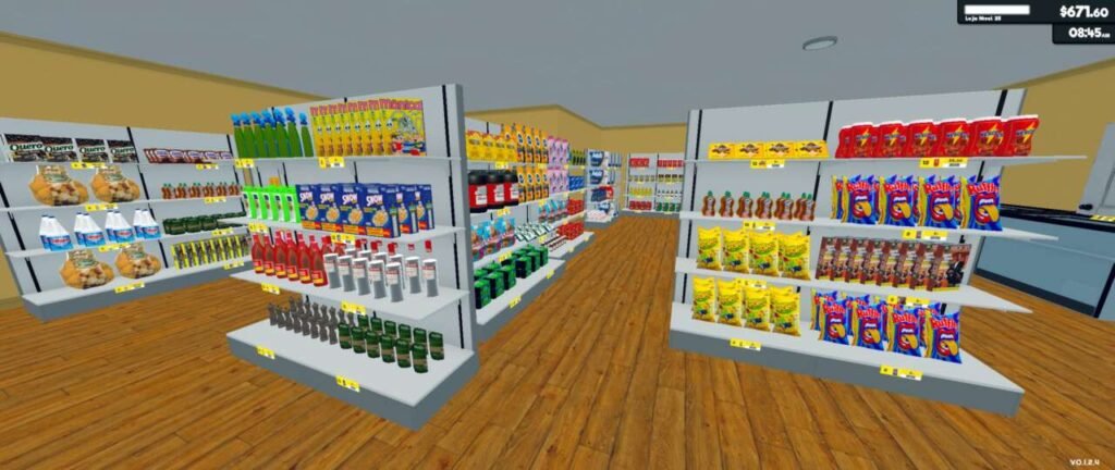 Produtos nacionais em Supermarket Simulator