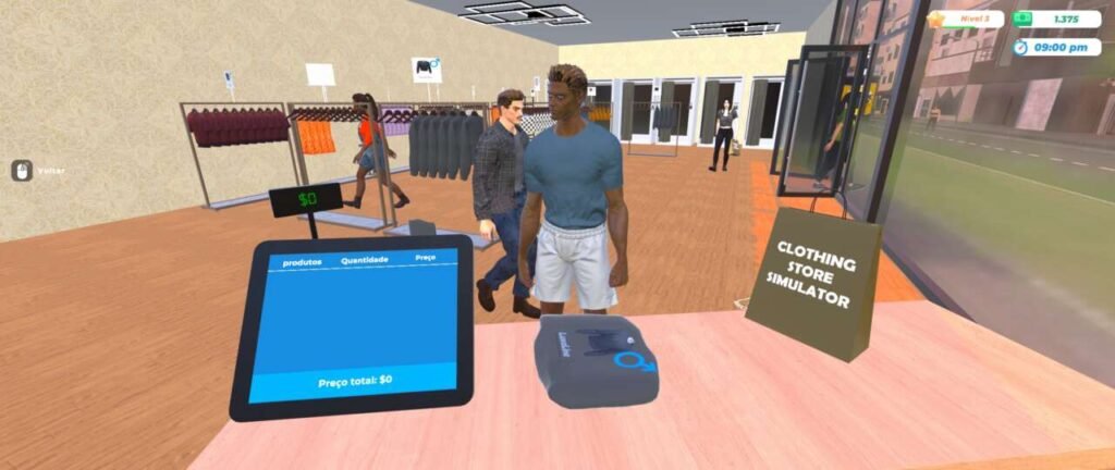 Caixa ainda numa loja vazia em Clothing Store Simulator