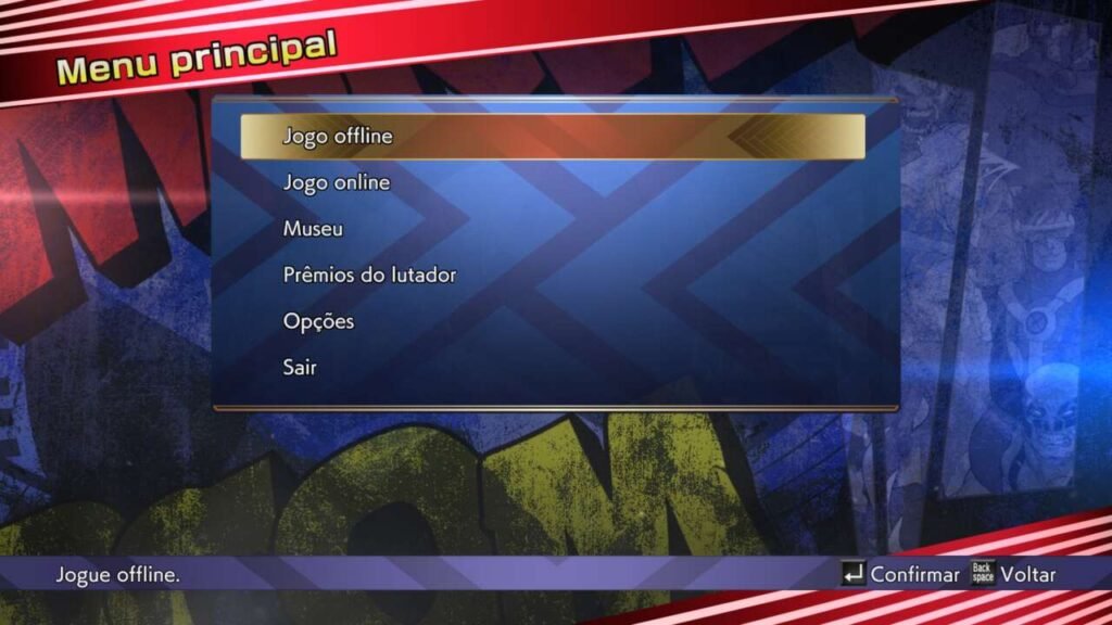 O menu principal não tão intuitivo de Marvel vs Capcom Fighting Collection: Arcade Classics