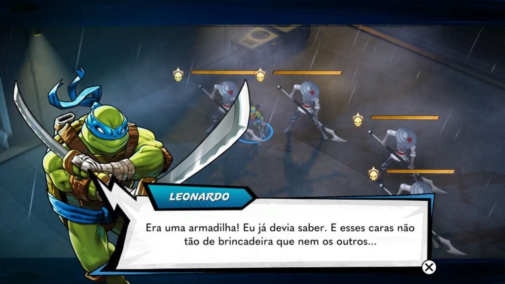 Diálogo na campanha de Teenage Mutant Ninja Turtles: Splintered Fate