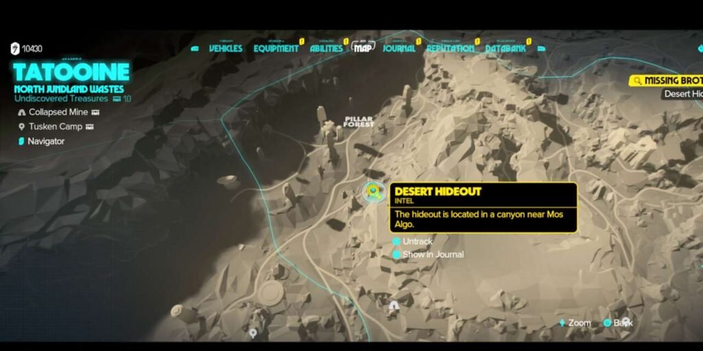 Mapa de Tatooine em Star Wars: Outlaws