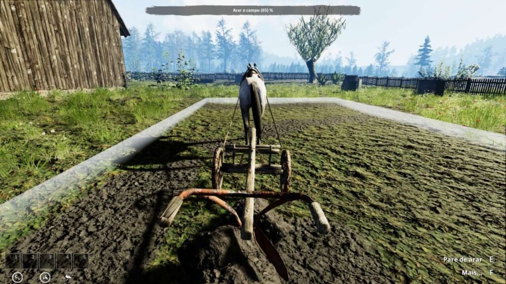 Arando a terra com um cavalo