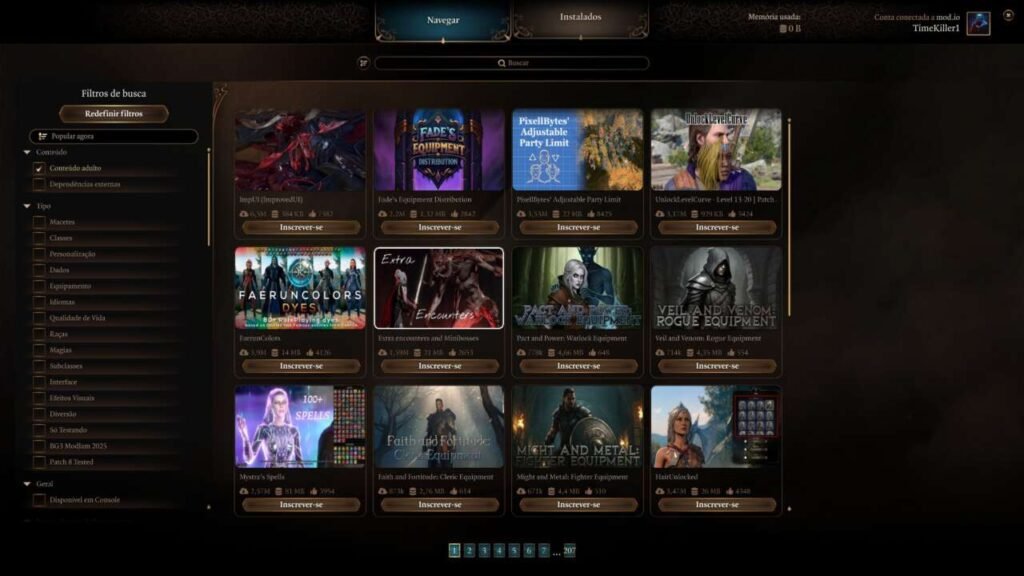 Interface oficial de mods do Baldur's Gate 3
