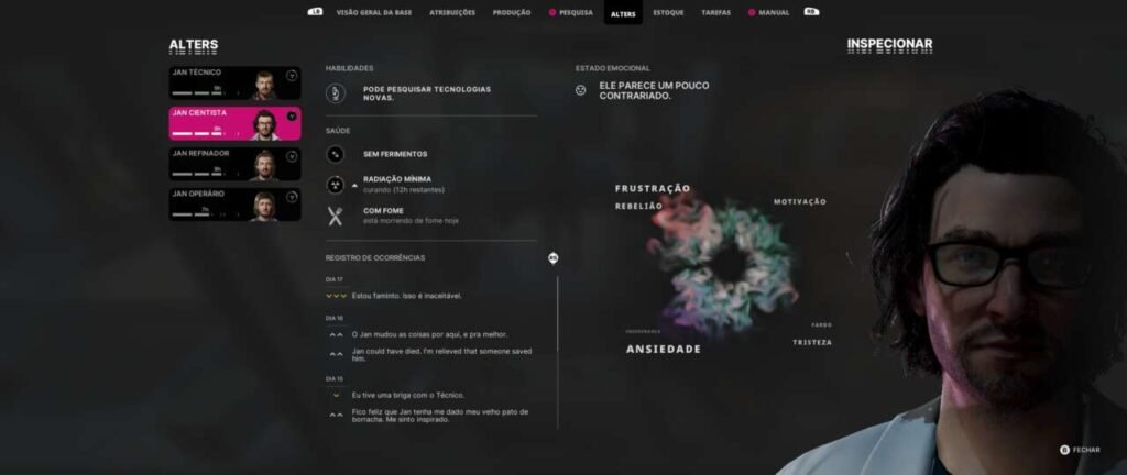Menu de The Alters