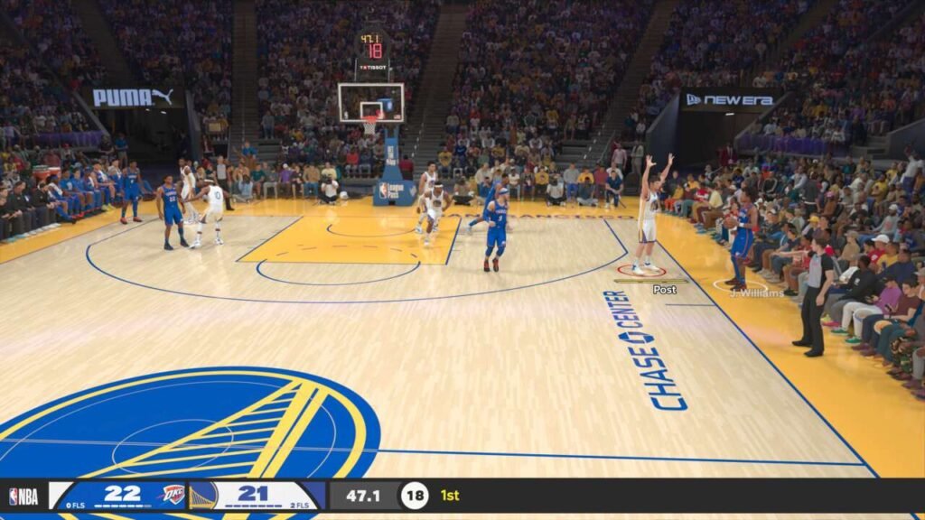 Imagem do jogo entre Thunder e Golden State