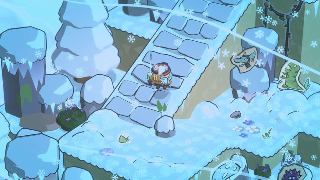Cena em que personagem caminha pela neve