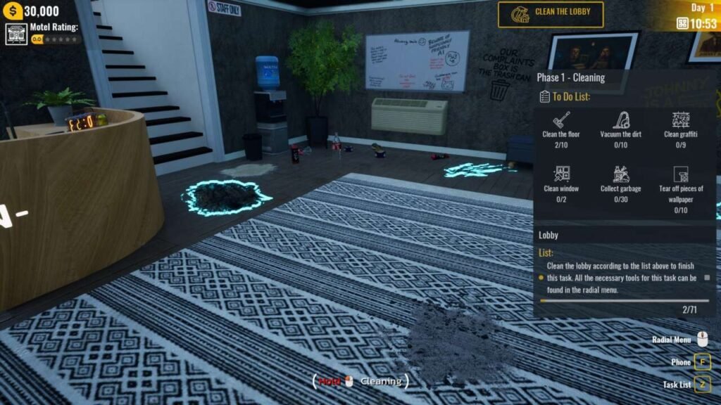 Itens destacados no mapa para limpeza