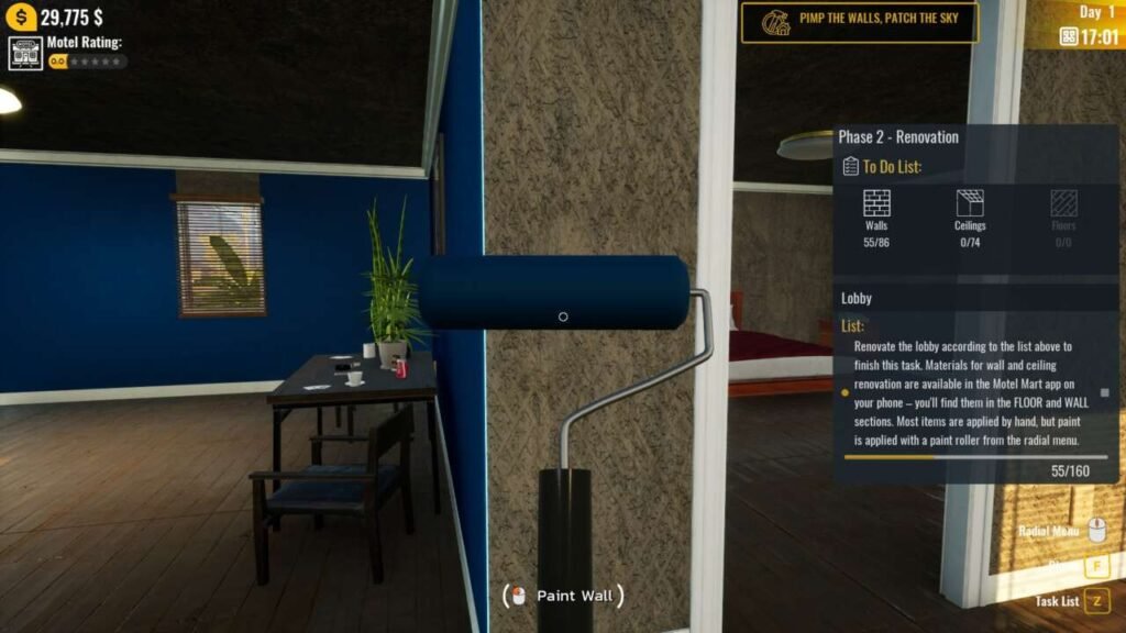 Pintando paredes no jogo