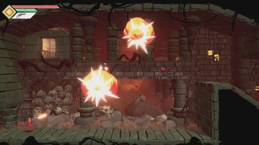 Cena de explosões com tiros