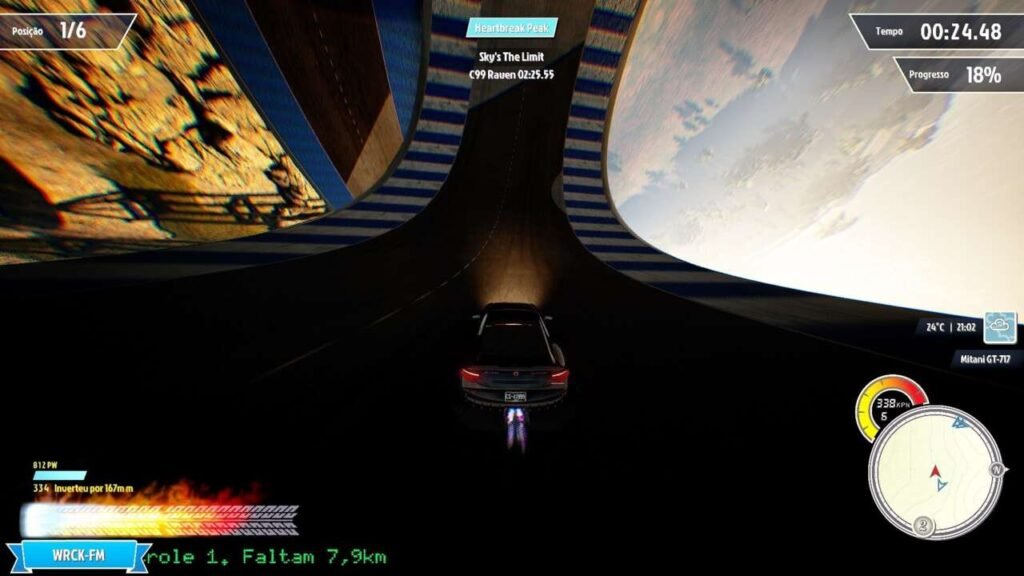 De ponta cabeça em um loop.