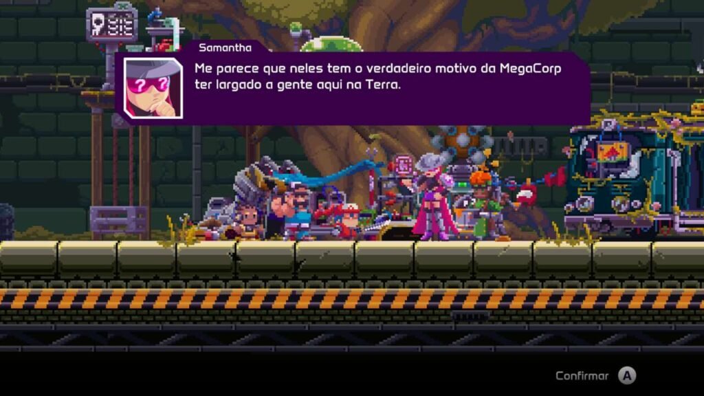 Vários personagens reunidos enquanto discutem sobre o real motivo de terem sido largados para trás. 