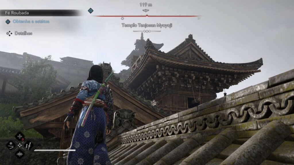 Yasuke também pode andar por telhados e ser furtivo, mas com muito menos eficiência