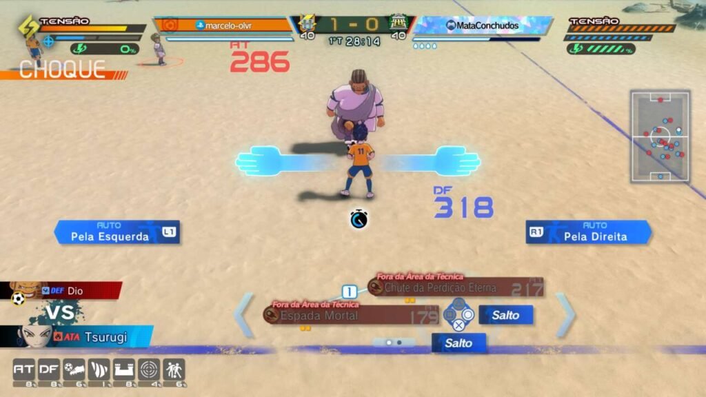 Os atributos de cada atleta, além das decisões do jogador, definem quem vai continuar com a bola