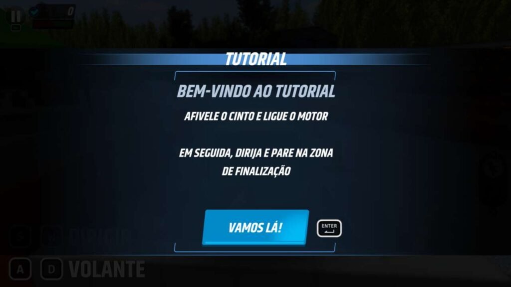 Tela de introdução ao tutorial do jogo