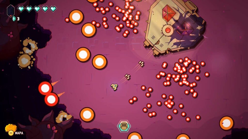 Mesmo nos chefes a estratégia é a mesma: foque em desviar e apontar para os inimigos