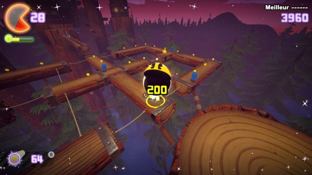 Cena de Pac-Man gigante comendo fantasmas