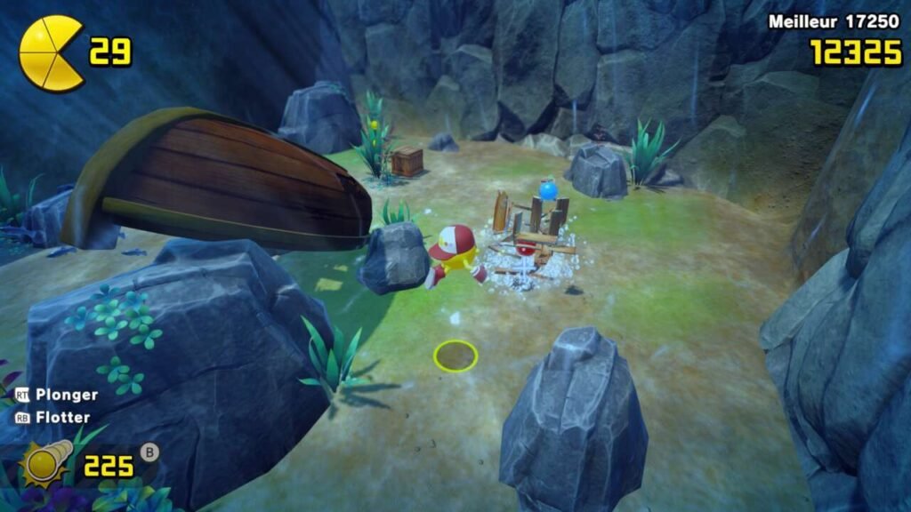 Cena de Pac-Man nadando embaixo da água