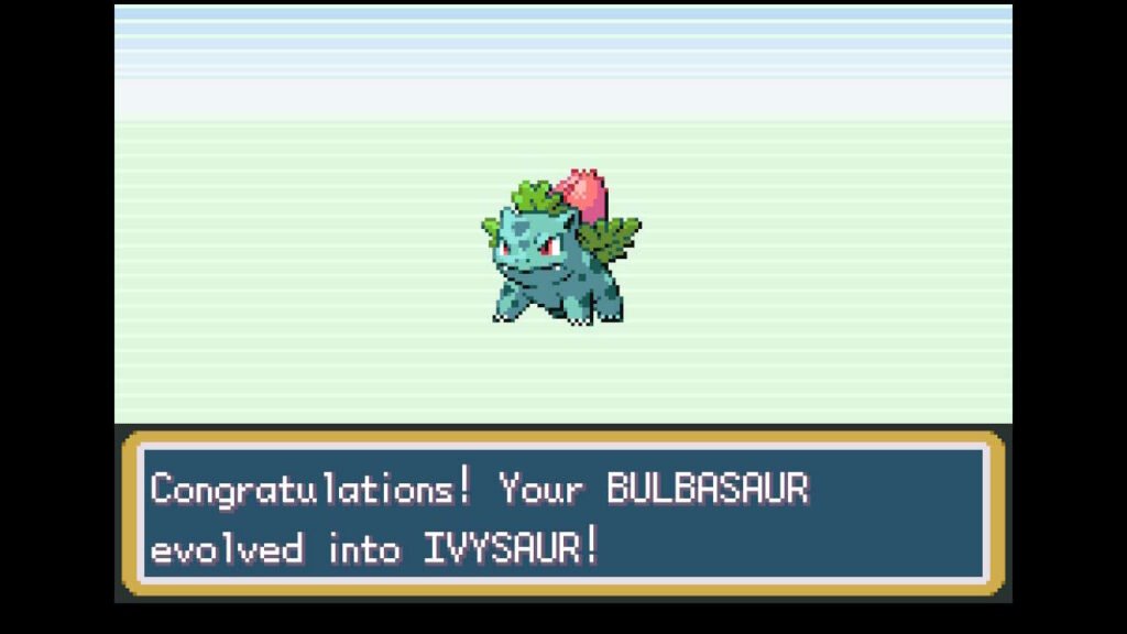 Cena de evolução de Bulbasaur para Ivysaur