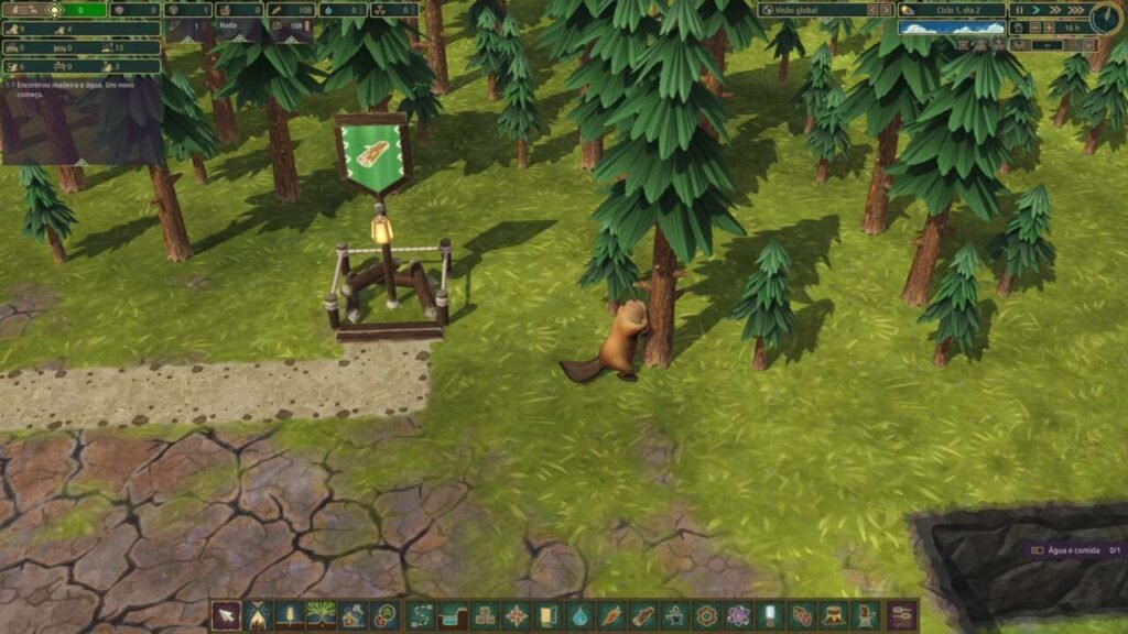 Castor derrubando uma árvore.