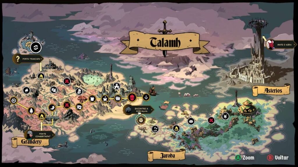 Tela do mapa mostrando o objetivo final