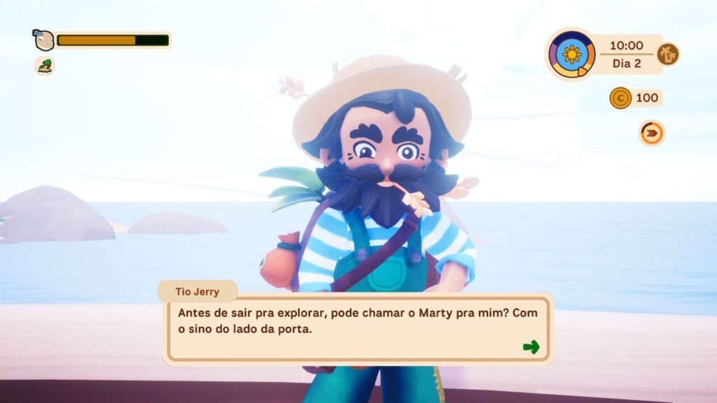 Momento de conversa com NPC, tio "coloque o nome dele aqui"