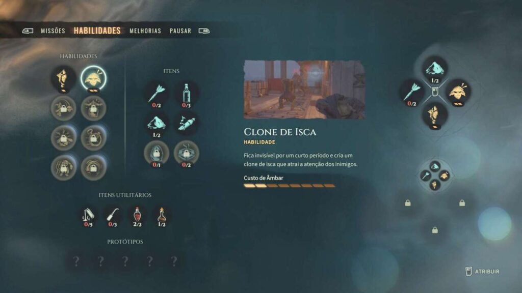 Habilidades te auxiliam na distração de inimigos e sua execução