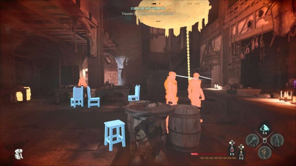 Assim como em Assassin's Creed, é possível ver a imagem translúcida de objetos e inimigos