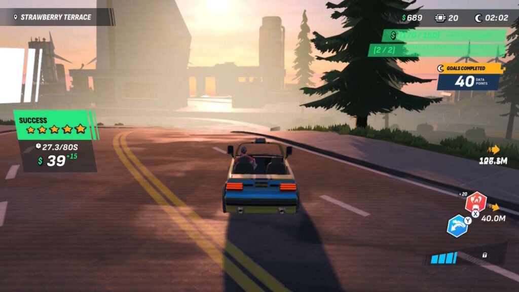 Cena de dirigindo sob o pôr do sol