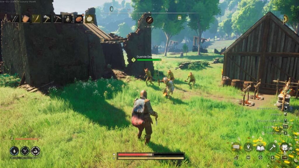 Enfrentando um grupo de goblins no acampamento.
