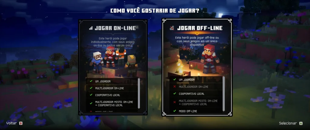 Divisão entre online e offline